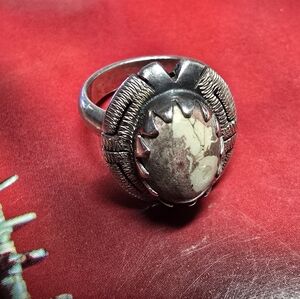 Native American Vintage Wild Horse Turquoise And Sterling Silver Ring Size 7